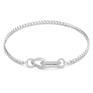 Naszyjnik Dextera, Oprawa brukowa, Różnobarwne ogniwa, Biały, Powłoka z rodu Swarovski
