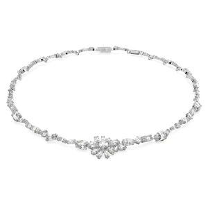 Naszyjnik Gema, Szlify różnorodne, Kwiat, Biały, Powłoka z rodu Swarovski