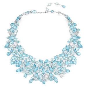 Naszyjnik Gema, Szlify różnorodne, Niebieski, Powłoka z rodu Swarovski