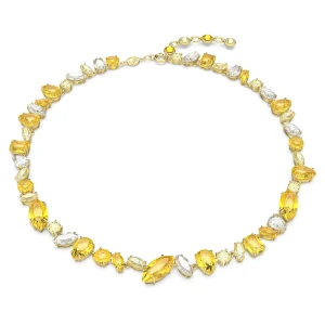 Naszyjnik Gema, Szlify różnorodne, Żółty, Powłoka w odcieniu złota Swarovski