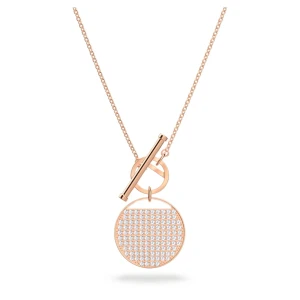 Naszyjnik Ginger T Bar, Biały, Powłoka w odcieniu różowego złota Swarovski