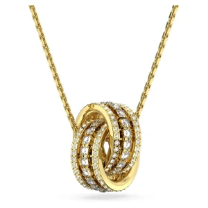 Naszyjnik Hyperbola, Splecione ze sobą obręcze, Biały, Powłoka w odcieniu złota Swarovski