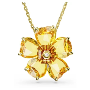 Naszyjnik Idyllia, Kwiat, Żółty, Powłoka w odcieniu złota Swarovski