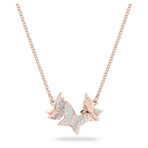 Naszyjnik Idyllia Lilia, Motyl, Biały, Powłoka w odcieniu różowego złota Swarovski