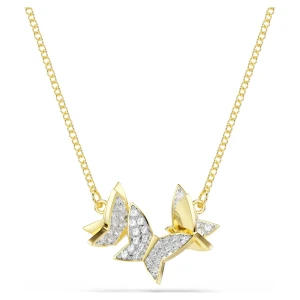Naszyjnik Idyllia Lilia, Motyl, Biały, Powłoka w odcieniu złota Swarovski