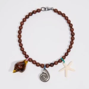 Naszyjnik kamyczki i muszelki srebrny efekt postarzenia BIMBA Y LOLA