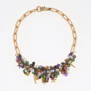 Naszyjnik kamyczki i ryby złoty efekt postarzenia BIMBA Y LOLA