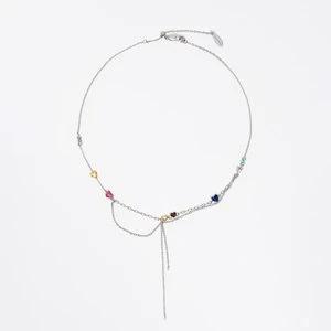 Naszyjnik kryształki i łańcuszki srebrny BIMBA Y LOLA