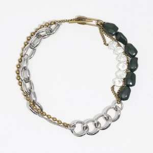 Naszyjnik liczne łańcuszki dwukolorowy perły BIMBA Y LOLA