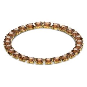 Naszyjnik Millenia, Szlif kwadratowy, Brązowy, Powłoka w odcieniu złota Swarovski