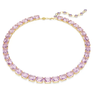 Naszyjnik Millenia, Szlif ośmiokątny, Fioletowy, Powłoka w odcieniu złota Swarovski