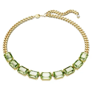 Naszyjnik Millenia, Szlif ośmiokątny, Zielony, Powłoka w odcieniu złota Swarovski