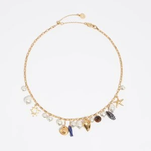 Naszyjnik muszle i perły złoty efekt postarzenia BIMBA Y LOLA