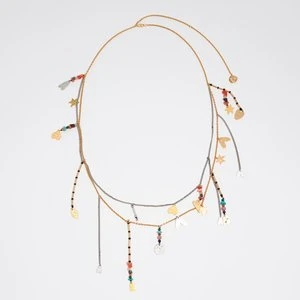 Naszyjnik-pasek metalowe sylwetki i wielobarwne kamyczki BIMBA Y LOLA
