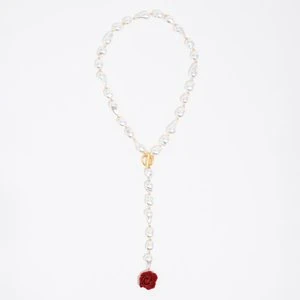 Naszyjnik perły róża czerwony BIMBA Y LOLA