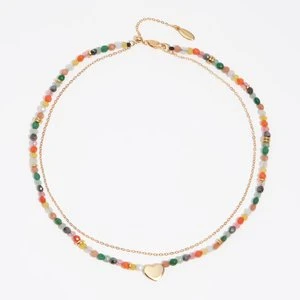 Naszyjnik podwójny kamyczki i serce złoty BIMBA Y LOLA