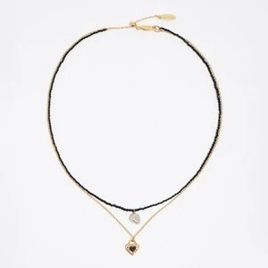 Naszyjnik podwójny kryształki czarne i perła BIMBA Y LOLA