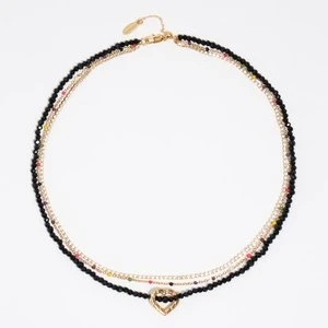 Naszyjnik podwójny kryształki czarne logo serce BIMBA Y LOLA