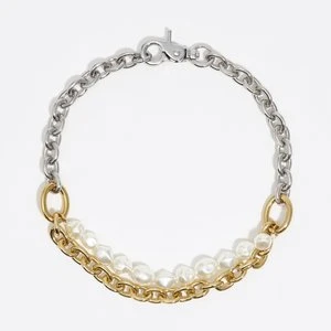 Naszyjnik podwójny łańcuszek i perły dwukolorowe BIMBA Y LOLA