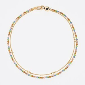 Naszyjnik podwójny łańcuszek kryształki logo złoty BIMBA Y LOLA