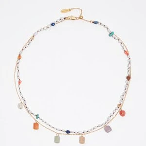Naszyjnik podwójny perełki i kamyczki wielobarwny BIMBA Y LOLA