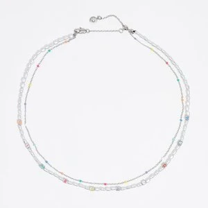 Naszyjnik podwójny srebrny logo kostka do gry BIMBA Y LOLA