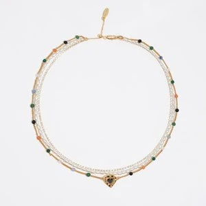 Naszyjnik potrójny kamyczki i logo serce BIMBA Y LOLA