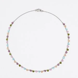 Naszyjnik serca kryształki wielobarwne srebrny BIMBA Y LOLA