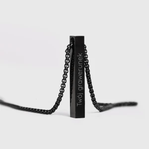 Naszyjnik słupek męski z grawerem czarny Dedicante