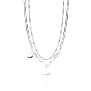 Naszyjnik srebrny kaskadowy - krzyżyk - Simple Simple - Biżuteria YES