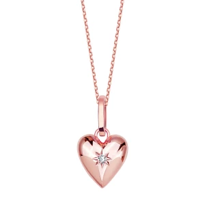 Naszyjnik srebrny pokryty różowym złotem z diamentem - BeLoved BeLoved - Biżuteria YES