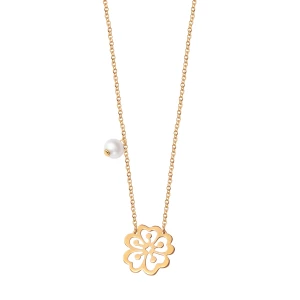 Naszyjnik srebrny pozłacany z perłą - kwiat - Blossom Blossom - Biżuteria YES