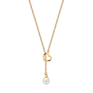 Naszyjnik srebrny pozłacany z perłą - serce - Pearls Pearls - Biżuteria YES