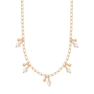 Naszyjnik srebrny pozłacany z perłami - Pearls Pearls - Biżuteria YES