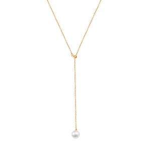 Naszyjnik srebrny pozłacany krawatka z perłami - Pearls Pearls - Biżuteria YES