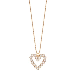 Naszyjnik srebrny pozłacany z perłami - serce - Promise Promise - Biżuteria YES