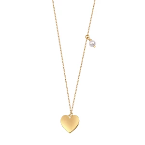 Naszyjnik srebrny pozłacany ze szkłem - serce - Love Love - Biżuteria YES