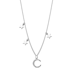 Naszyjnik srebrny z cyrkoniami - księżyc - Night Sky Night Sky - Biżuteria YES