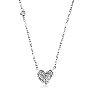 Naszyjnik srebrny z cyrkoniami - serce - Unique Unique - Biżuteria YES