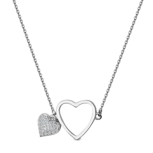 Naszyjnik srebrny z cyrkoniami - serce - Unique Unique - Biżuteria YES