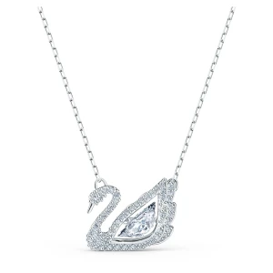 Naszyjnik Swan, Roztańczony łabędź, Biały, Powłoka z rodu Swarovski