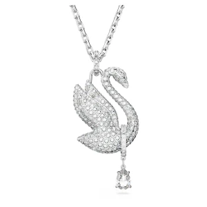 Naszyjnik Swarovski Iconic Swan, Łabędź, Długi, Biały, Powłoka z rodu