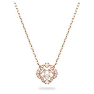 Naszyjnik Swarovski Sparkling Dance, Koniczyna, Biały, Powłoka w odcieniu różowego złota