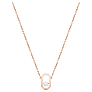 Naszyjnik Swarovski Sparkling Dance, Szlif okrągły, Kształt owalny, Biały, Powłoka w odcieniu różowego złota