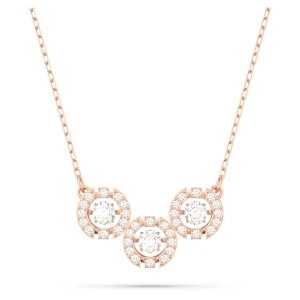 Naszyjnik Swarovski Sparkling Dance Trilogy, Szlif okrągły, Biały, Powłoka w odcieniu różowego złota