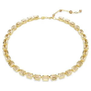 Naszyjnik Tennis Millenia, Szlif ośmiokątny, Żółty, Powłoka w odcieniu złota Swarovski