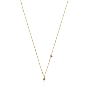 Naszyjnik Tous New Motif Wykonany Ze Srebra Vermeil Z Motywem Misia Z Chromowanego Diopsydu - Tous