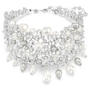 Naszyjnik typu choker Constella, Kryształowa Perła, Szlif okrągły, Biały, Powłoka z rodu Swarovski