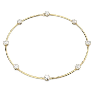 Naszyjnik typu choker Constella, Szlif okrągły, Biały, Złocista połyskująca powłoka Swarovski