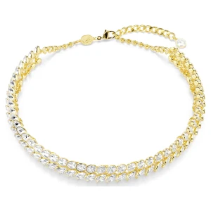 Zdjęcie produktu Naszyjnik typu choker Idyllia, Szlif owalny, Biały, Powłoka w odcieniu złota Swarovski